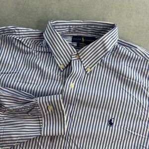 Polo Ralph Lauren Striped Button Up Shirt Blue White Classic Fit Men's XL